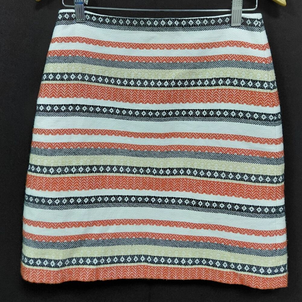 LOFT PETITES Striped Cotton Skirt Multicolor Lined Women Size 2P
